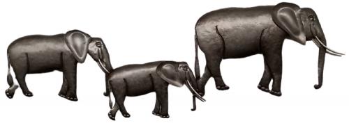 Metal Wall Art - Large Elephant Family