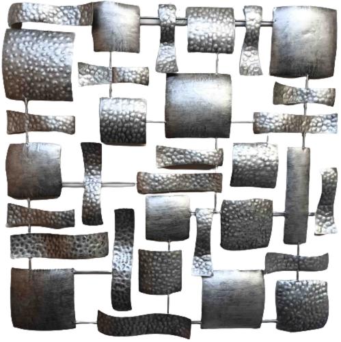 Metal Wall Art - Silver Abstract Grid