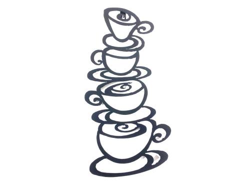 Metal Wall Art - Coffee Tea Cup Tower