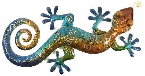 Large Multicoloured Gecko Wall Decor, Large Gecko Wall Art Outdoor