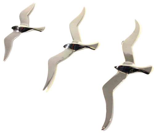 Metal Wall Art - Set Of 3 Large Flying Seagulls