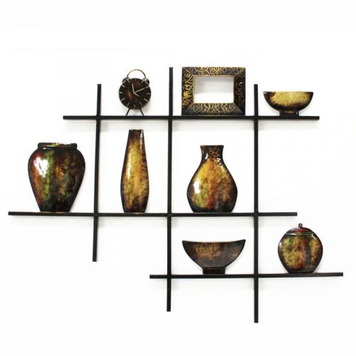 Metal Wall Art - Shelves Bowls And Vase