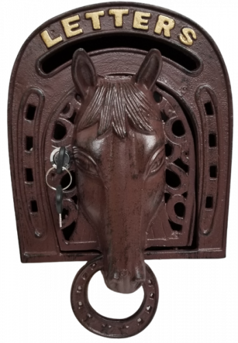 Metal Wall Mounted Horse Post Box - Brown