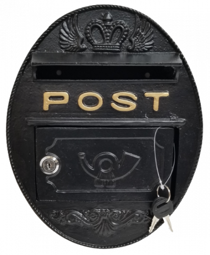 Metal Wall Mounted Oval Post Box - Black