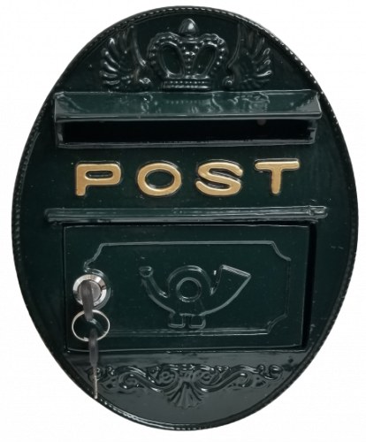 Metal Wall Mounted Oval Post Box - Green