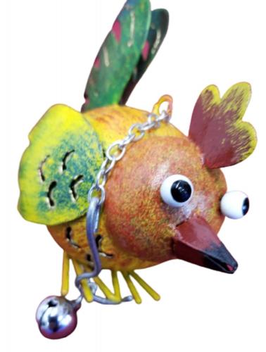 Small Metal Hanging Ornament With Bell - Chicken