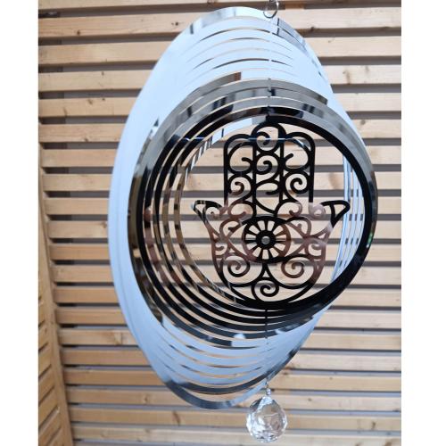 Stainless Steel Wind Spinner - Hamsa Hand