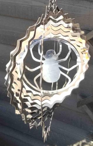Stainless Steel Wind Spinner - Spider Web Design