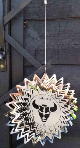 Stainless Steel Wind Spinner Zodiac Design - Taurus