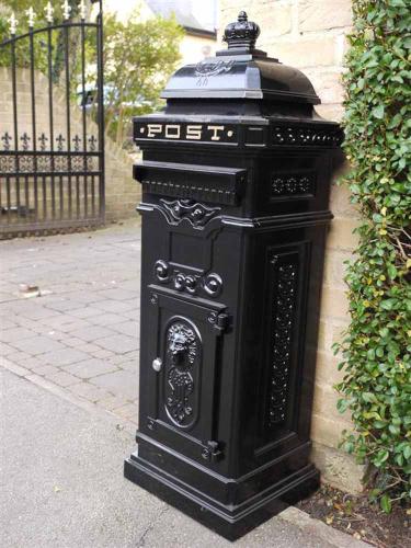 Vintage Black Grand Pillar Post Box