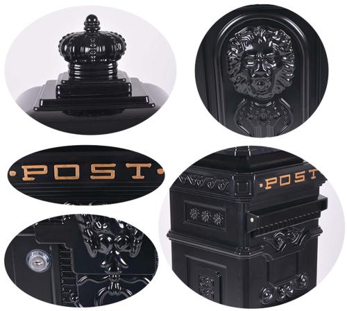 Vintage Black Grand Pillar Post Box
