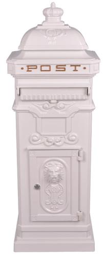 Vintage White Grand Pillar Post Box