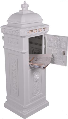 Vintage White Grand Pillar Post Box