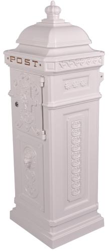 Vintage White Grand Pillar Post Box