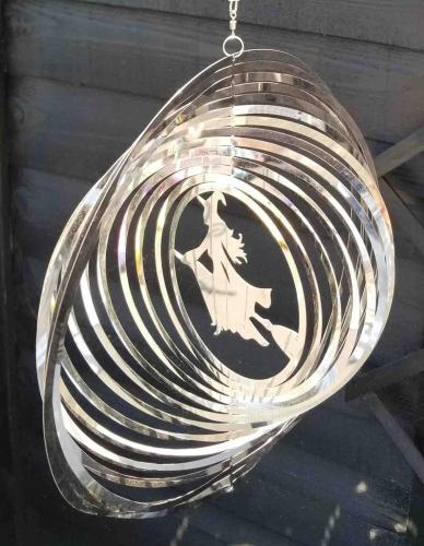 Stainless Steel Wind Spinner - Witch Design