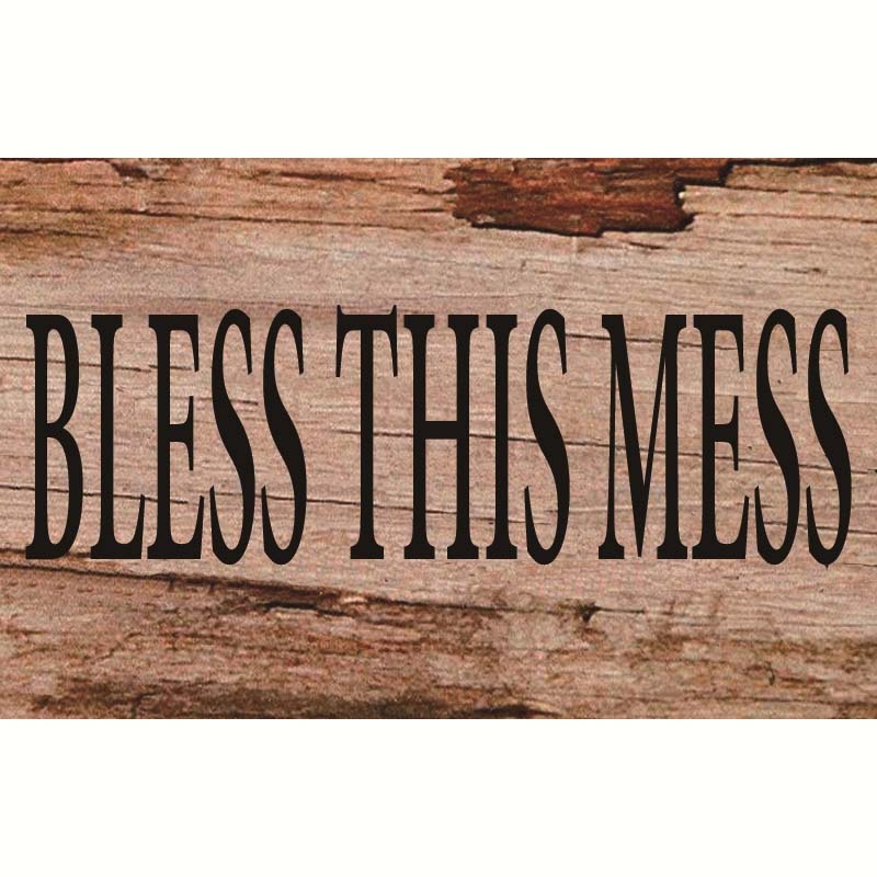 Wooden Wall Art Bless This Mess Sign - Wooden Wall Signs Uk